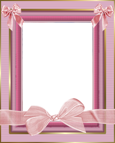 a pink frame with a bow and ribbon