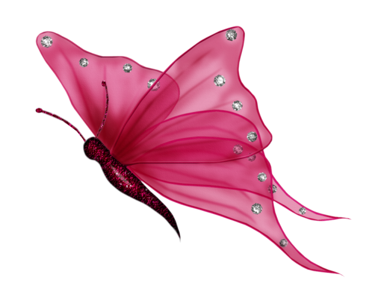 a pink butterfly with diamonds on its wings