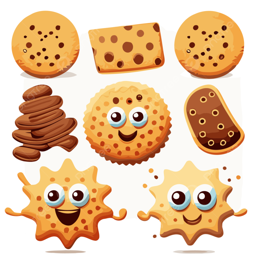 a set of cute cookies with different eyes