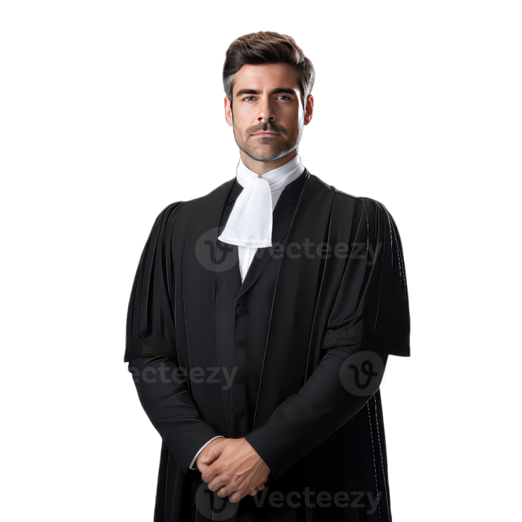 a man in a black robe and white shirt