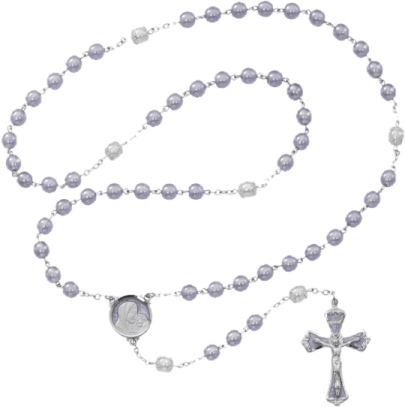 a rosary with a silver cross on it