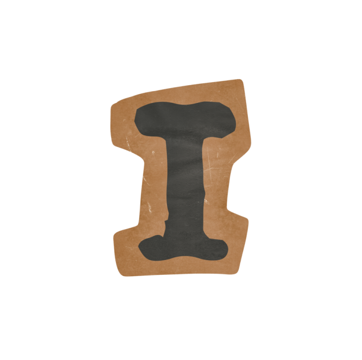 a piece of paper with the letter i on it