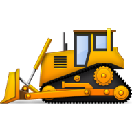 a yellow bull tractor with gears on it