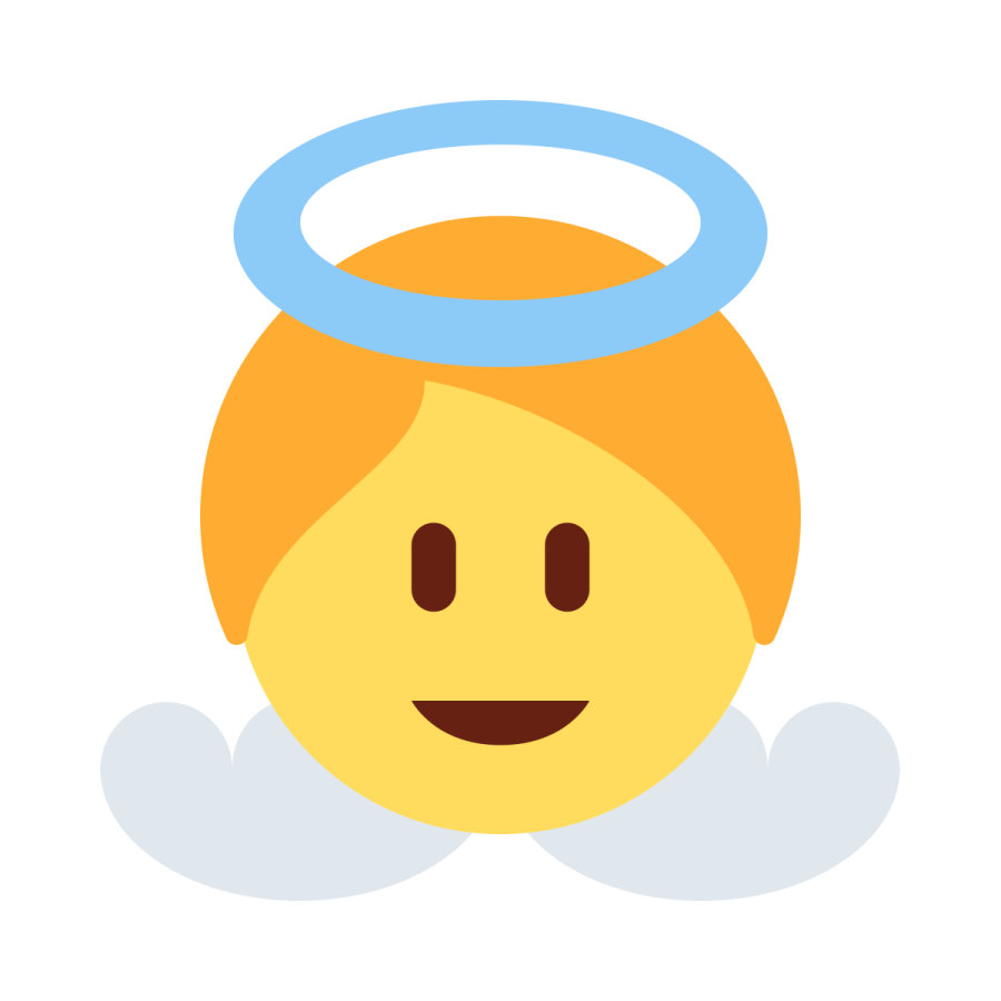 a smiley face with an angel halo around it