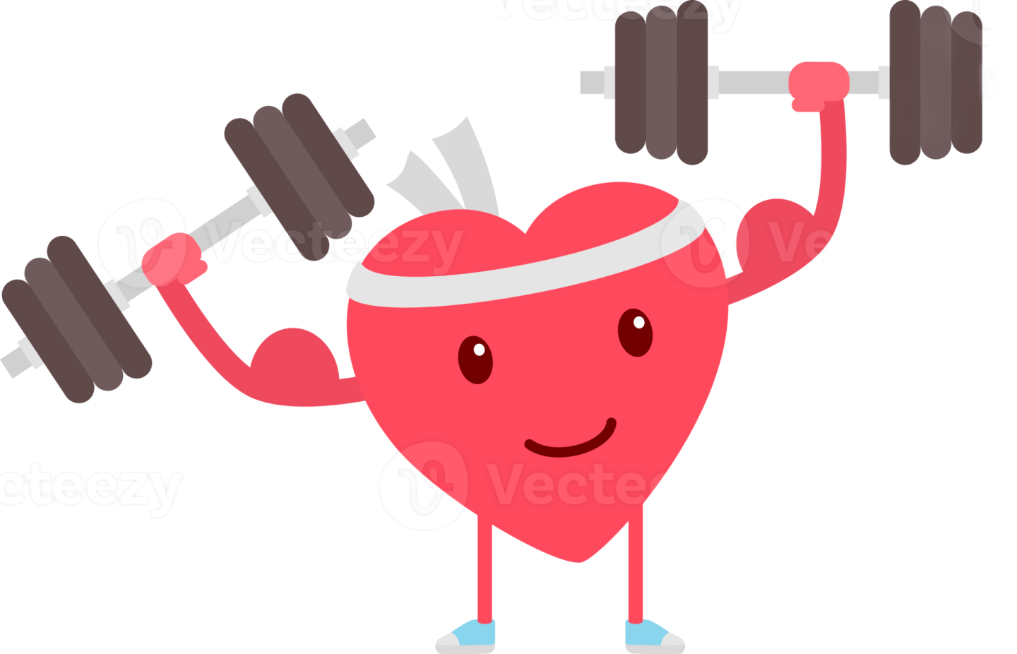 a heart with a barbell and dumbs