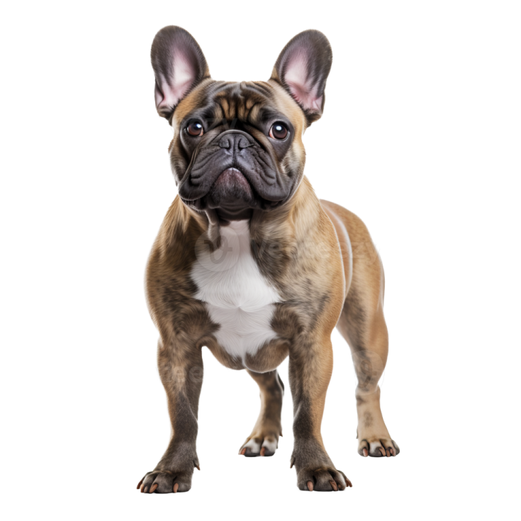 a small brown and white dog standing up