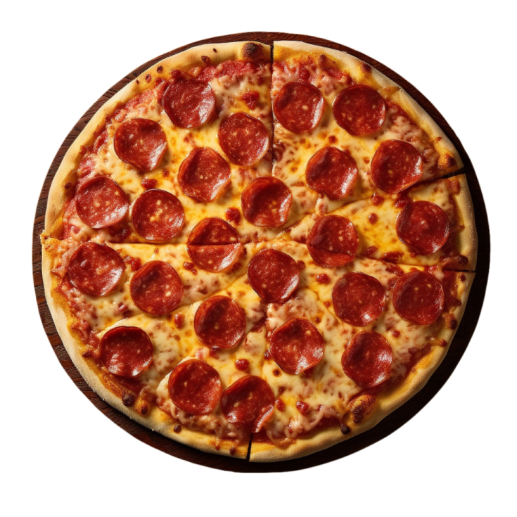 a pizza with pepperoni and cheese on it
