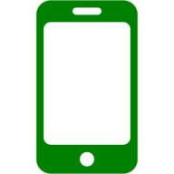 a green phone with a white screen