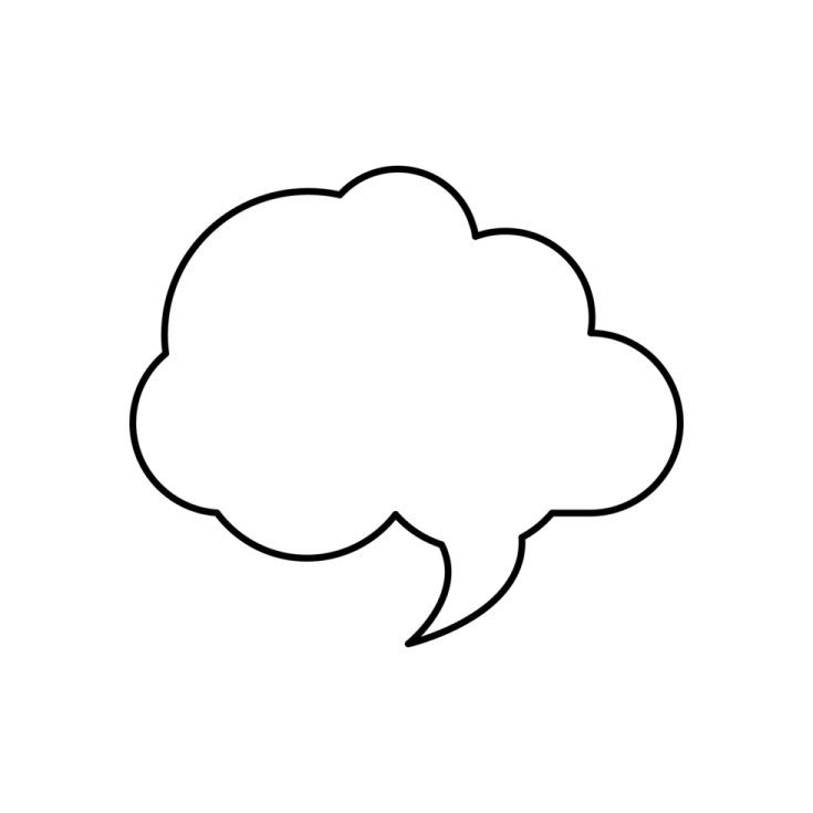 a speech bubble on a white background