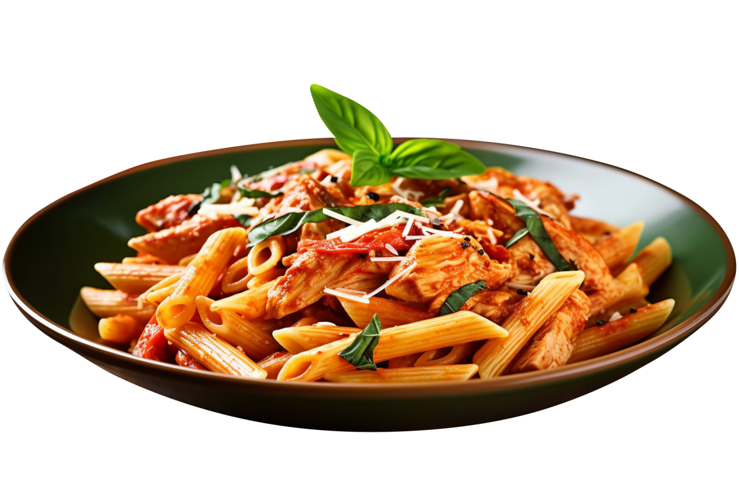 a bowl filled with pasta and meat