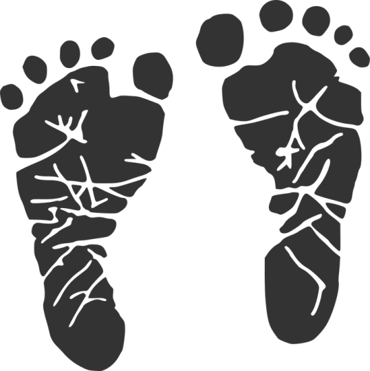 a pair of footprints on a white background