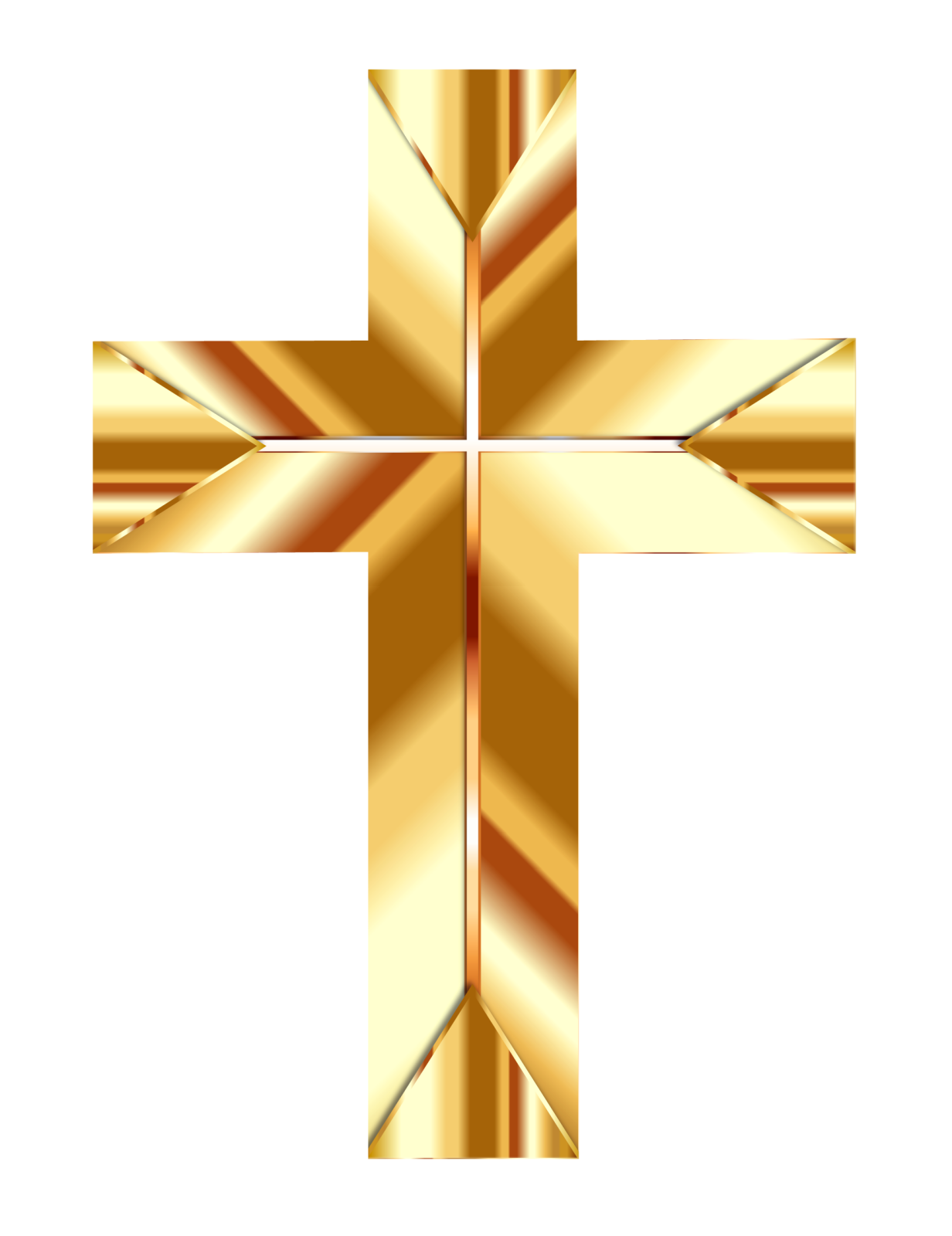 a gold cross on white background