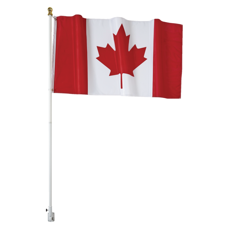 a canadian flag on a pole