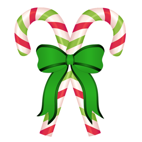 a candy cane with a green bow