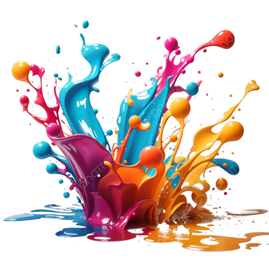 colorful paint splashs on white background