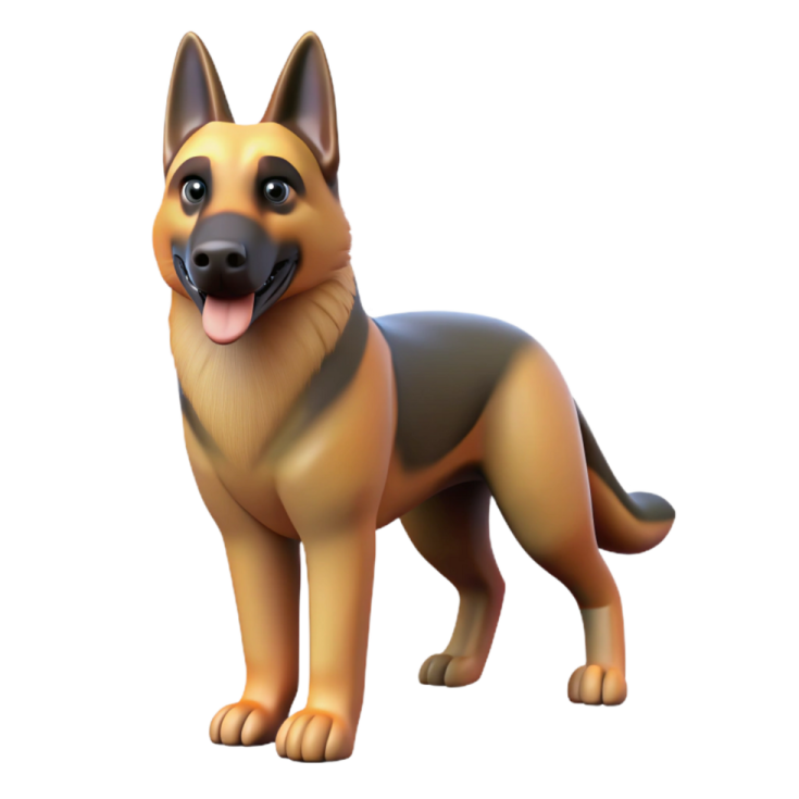 a cartoon character of a german shepherd dog