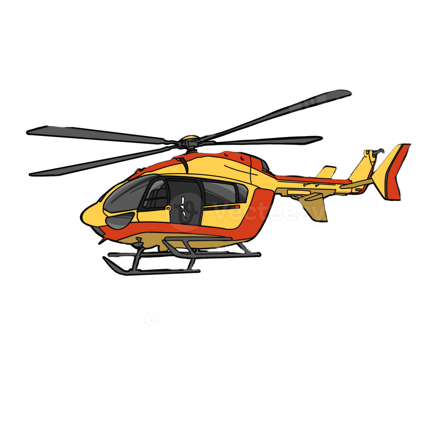 a yellow helicopter flying in the sky