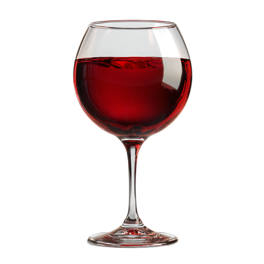 a glass of red wine on a white background
