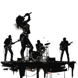 a group of people playing instruments on a stage