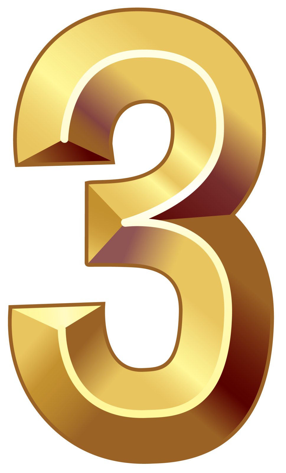 a gold number three on a white background