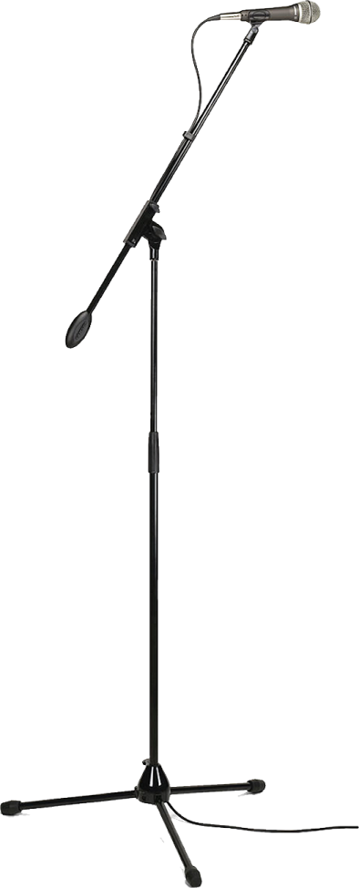 a microphone on a tripod stand