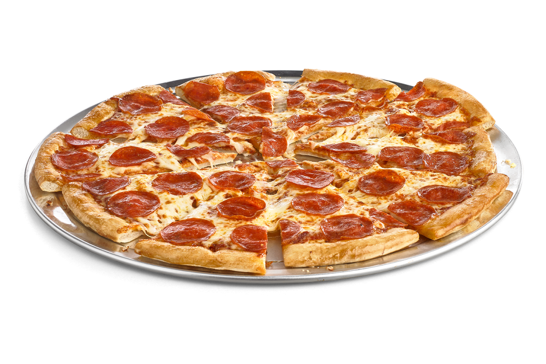 a pizza with pepperoni and cheese