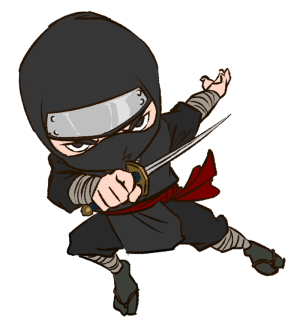 a drawing of a ninja with a sword