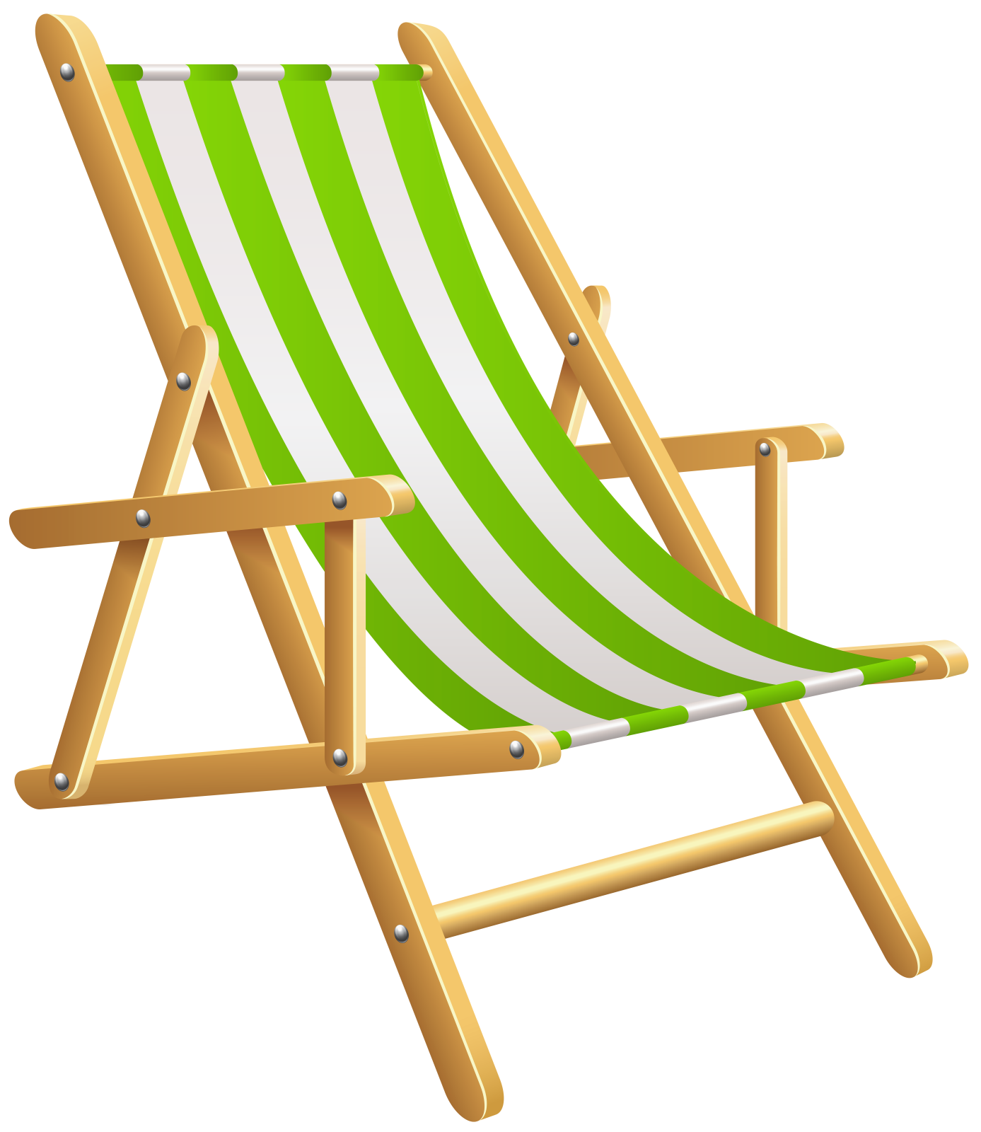 a green and white striped deck chair