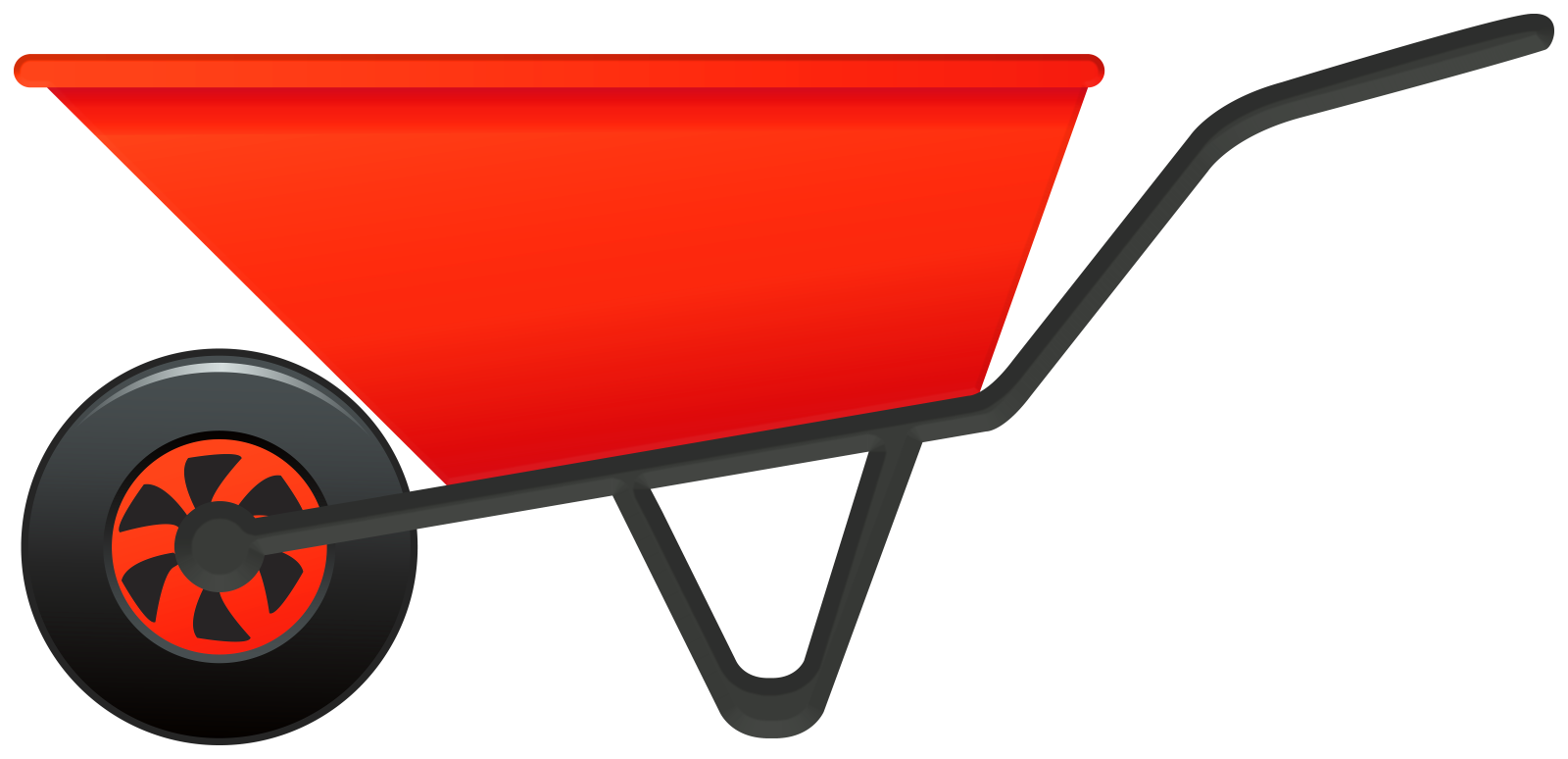 a red wheelbare with black wheels
