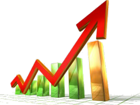 a red arrow pointing up to a chart