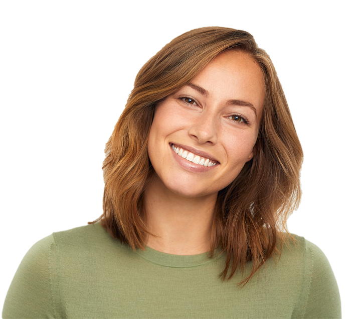 a woman with brown hair and a green shirt