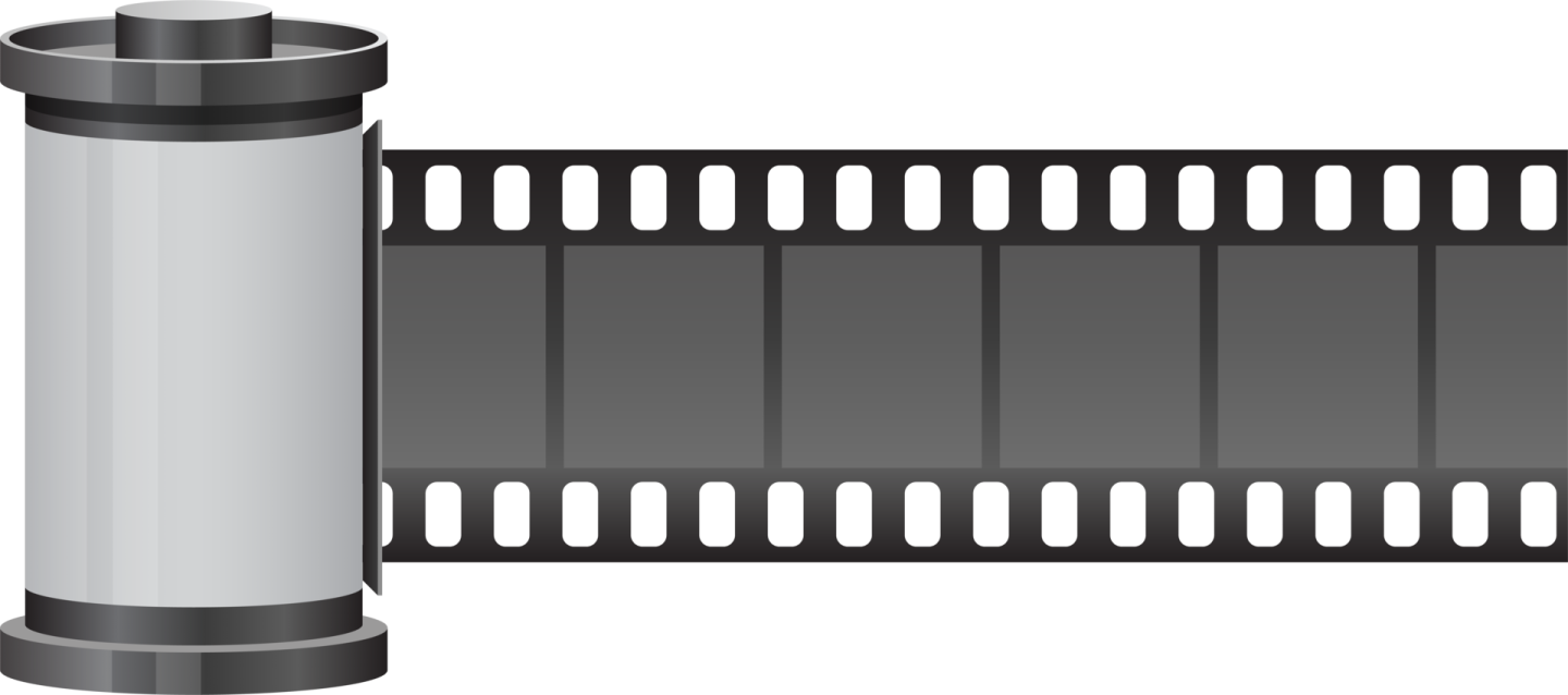a black and white film strip on a white background