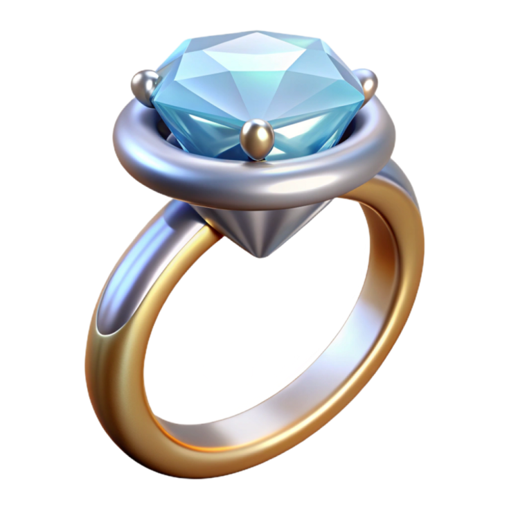 an engagement ring with a blue stone