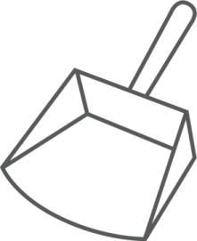 a black and white line drawing of a shovel