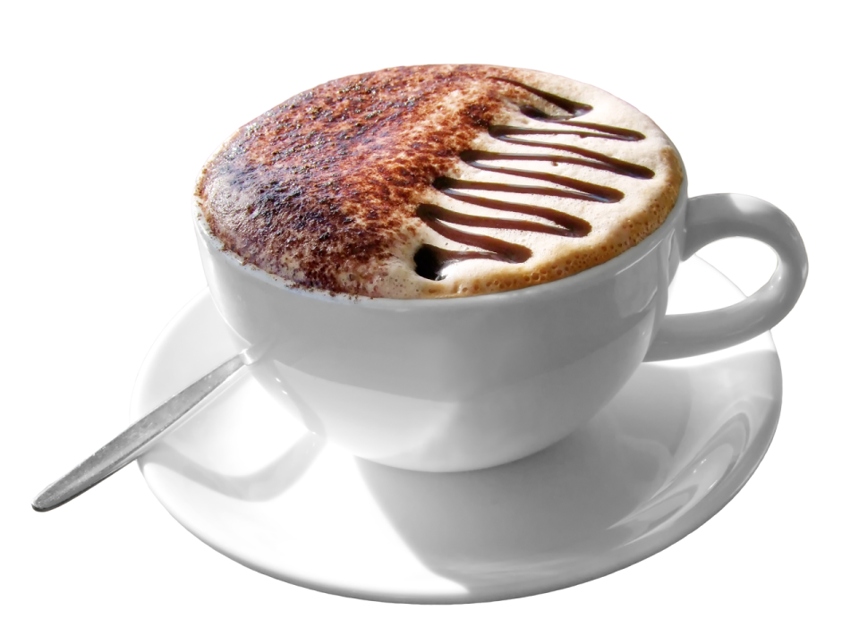 a cup of coffee with a spoon in it