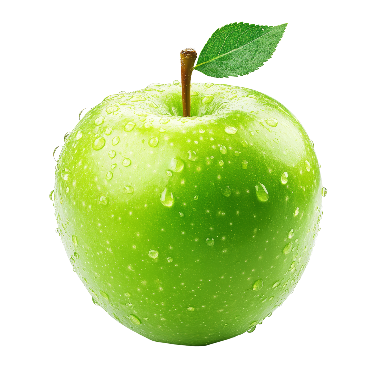 green apple with water drops
