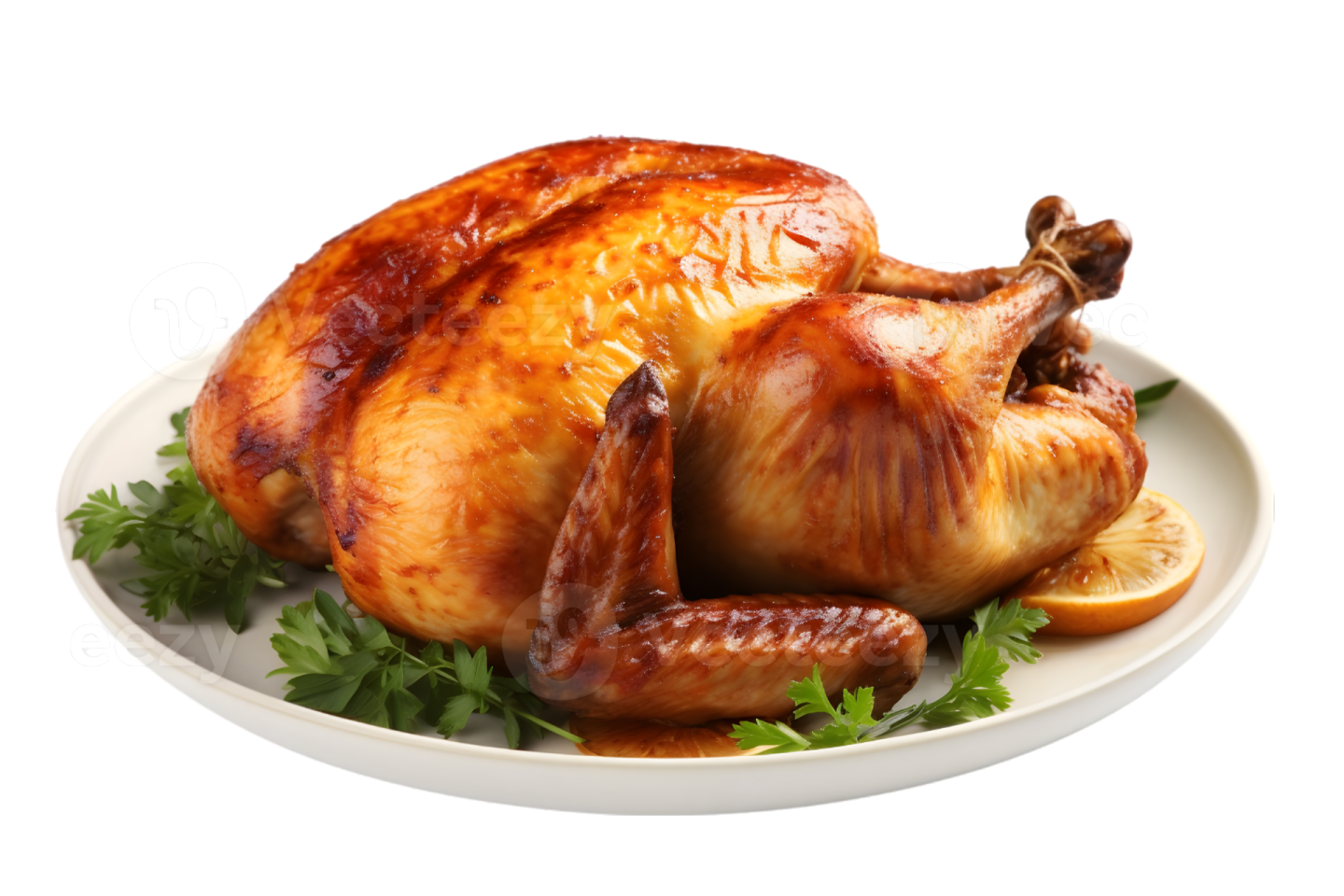 a roasted chicken on a white plate