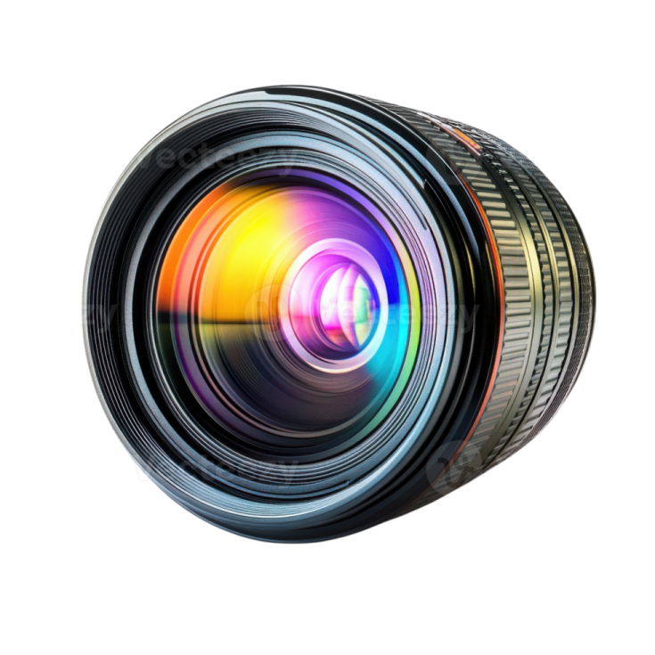 a camera lens on a white background