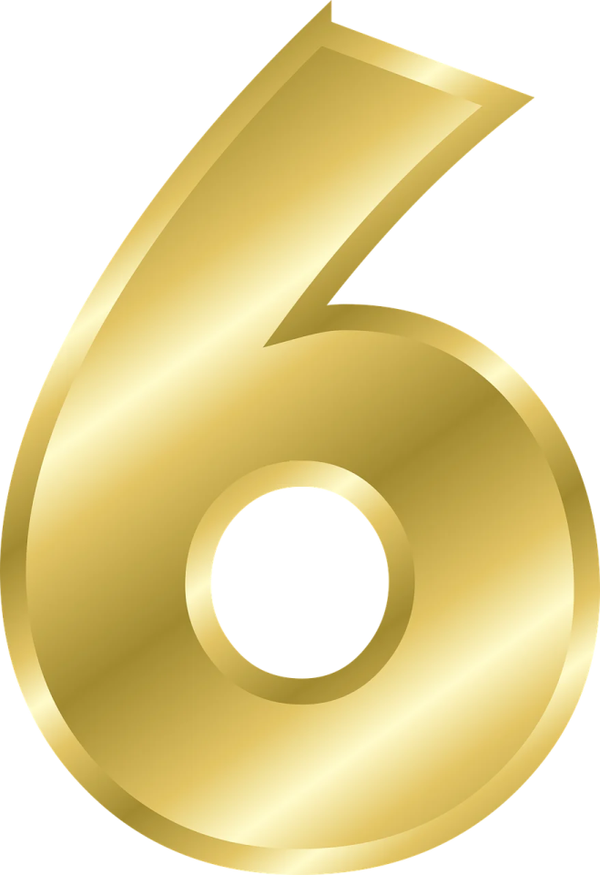 the number six in gold