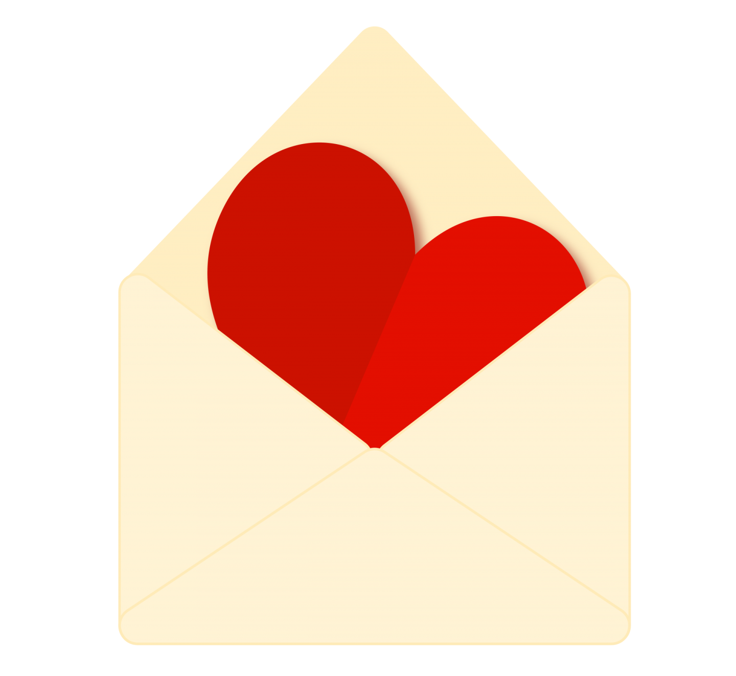 a red heart in an envelope