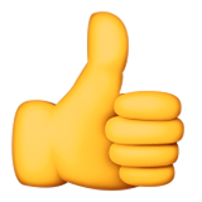 a thumbs up sign on a white background