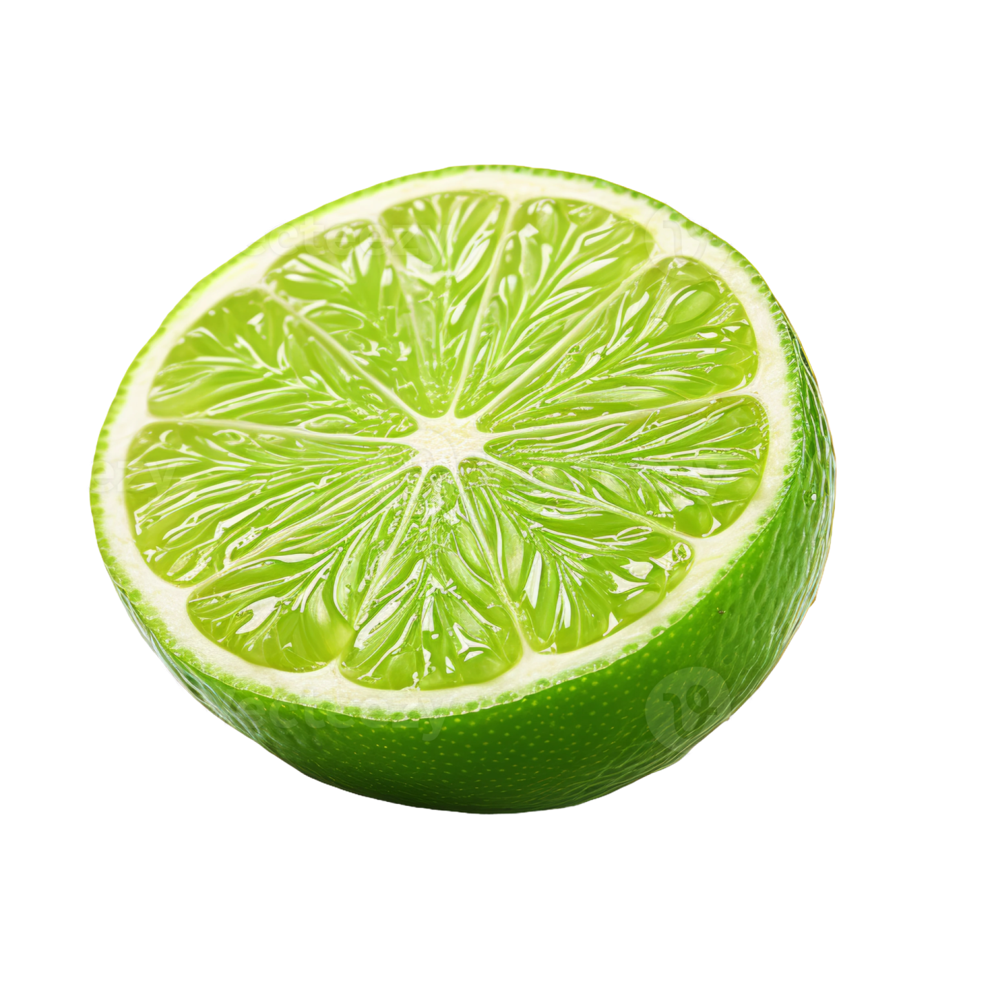 a slice of lime on a white background