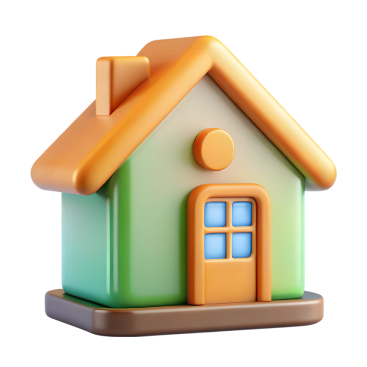 a small green and orange house