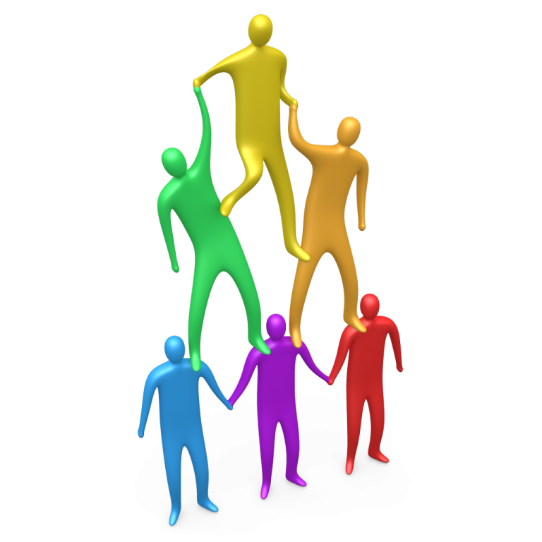 a group of people standing in a circle