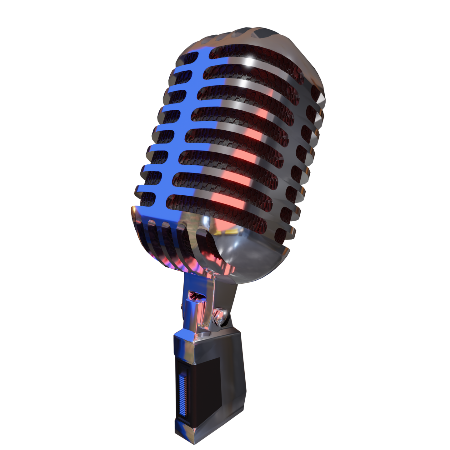 a microphone with red and blue lights on it