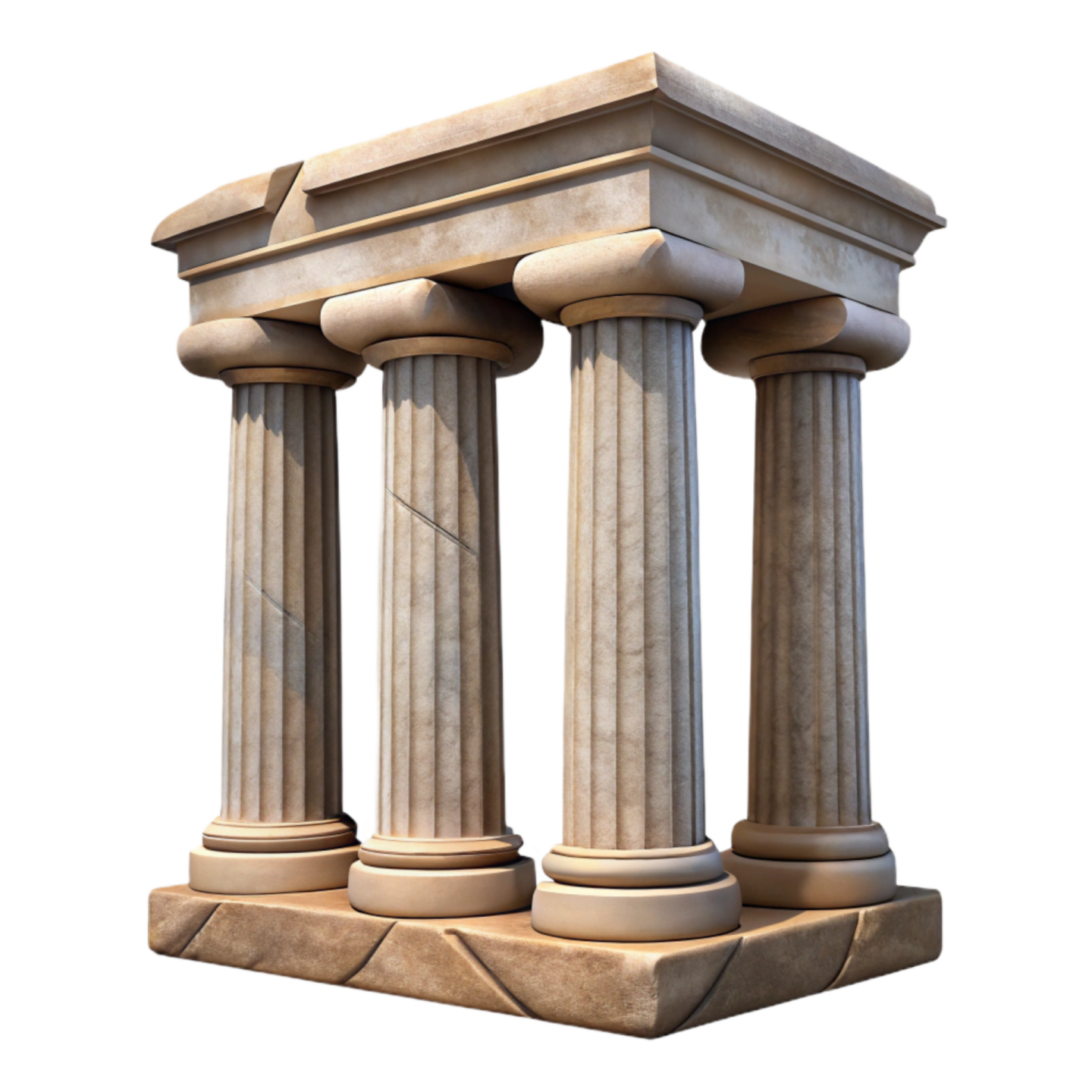 three stone pillars on a white background