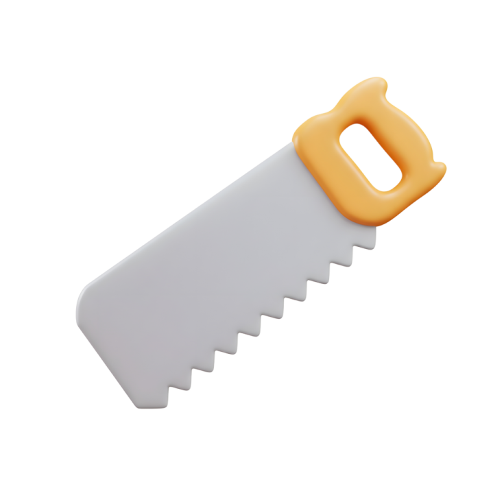 an orange and white knife on a white background