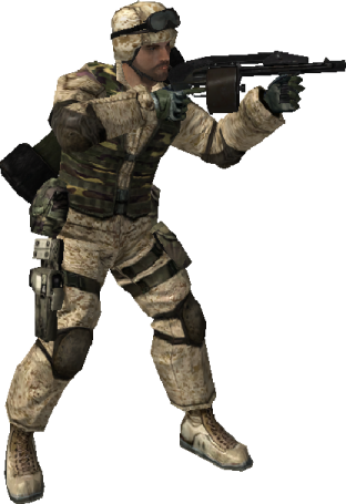 a soldier with a gun in his hand