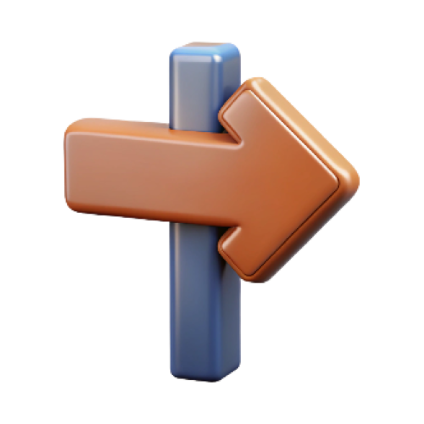 an orange and blue cross on a white background