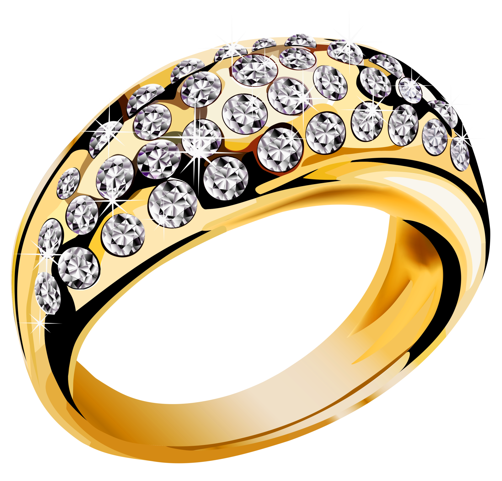 a gold wedding ring with diamonds